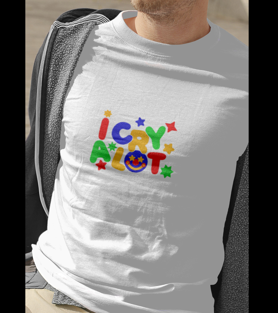 I Cry A Lot Clowncore Colorful Stars And Smiley Face T-Shirt