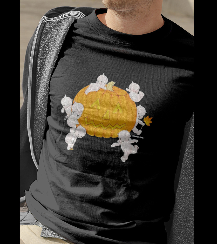 Just Peachy Halloween Kewpie Pumpkin Jack-O'-Lantern Playful Spirits T-Shirt