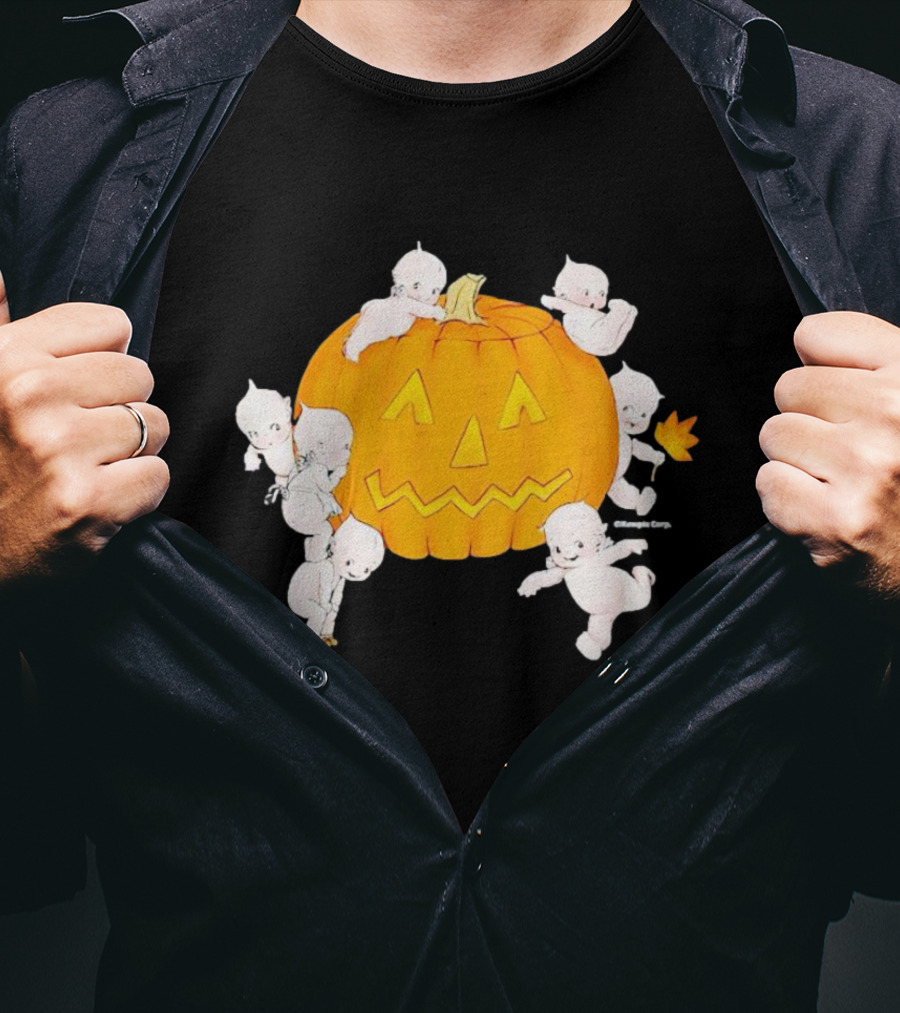 Just Peachy Halloween Kewpie Pumpkin Jack-O'-Lantern Playful Spirits T-Shirt