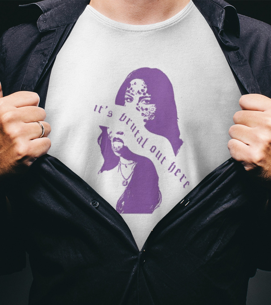 Olivia Rodrigo It's Brutal Out Here Purple Dual Image T-Shirt