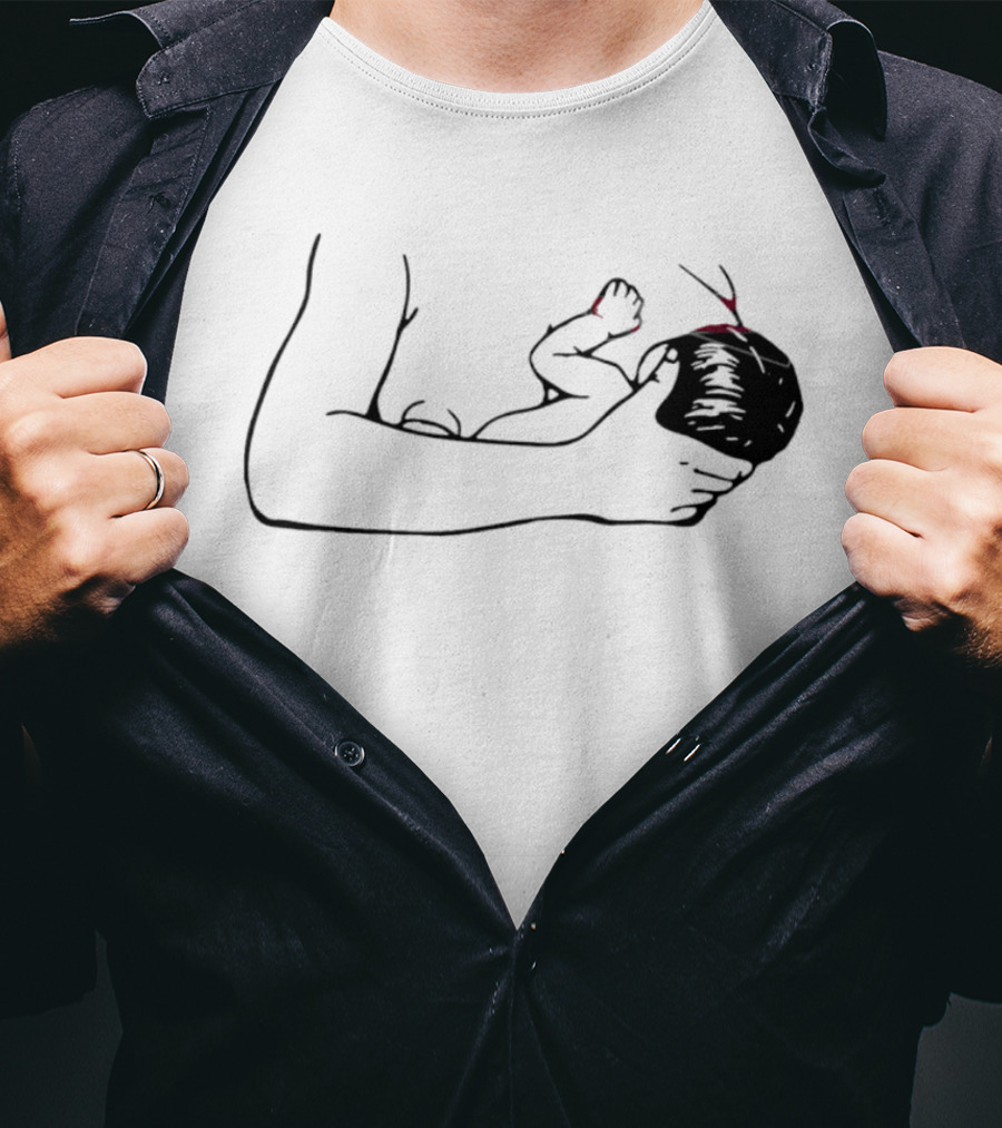 Breastfeeding Mother And Child Silhouette With Red Accents T-Shirt