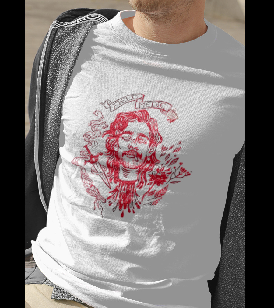 Field Medic Decapitated Roses And Leaves Red T-Shirt