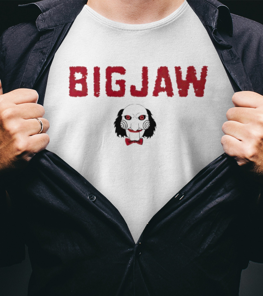 Jigsaw Big Jaw Red Text With Puppet T-Shirt