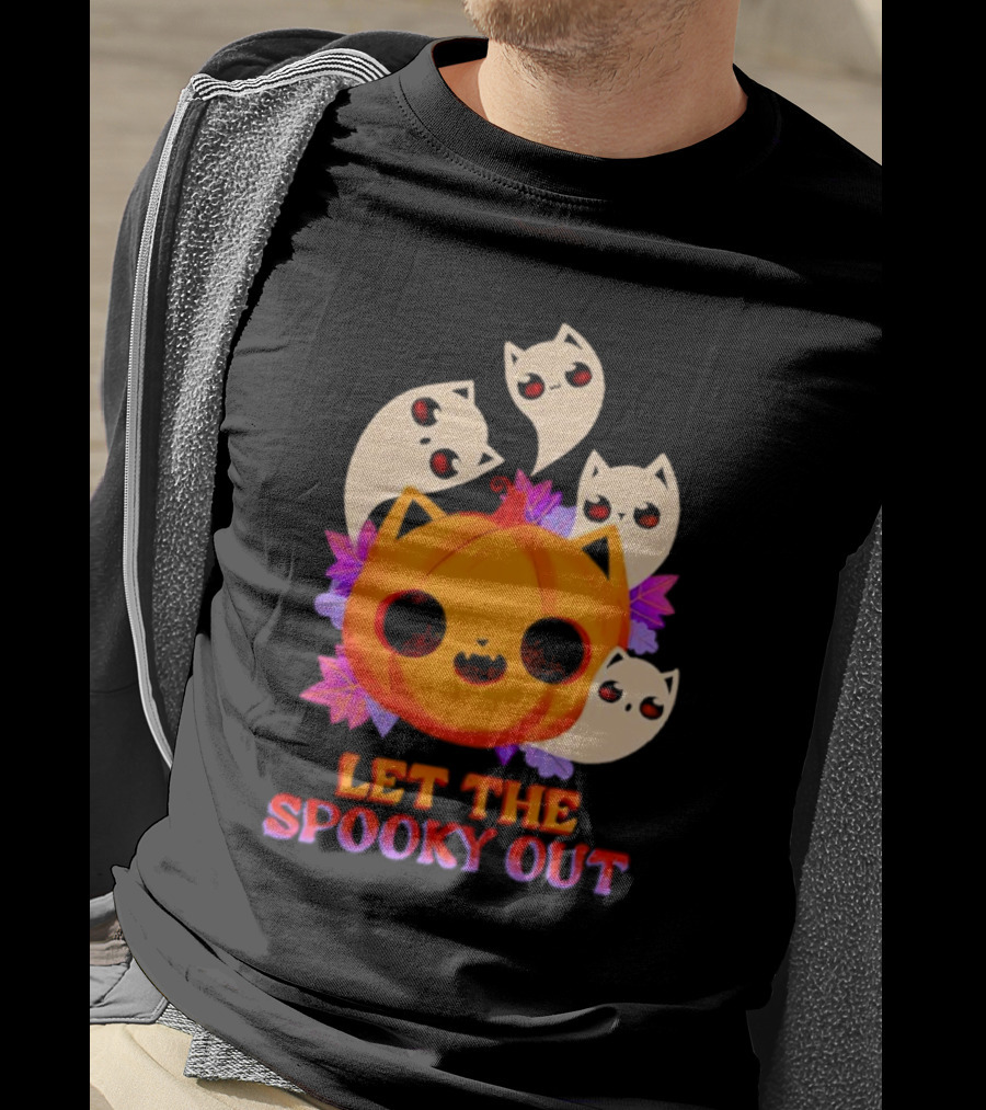 Let The Spooky Out Cute Pumpkin Halloween Ghosts T-Shirt