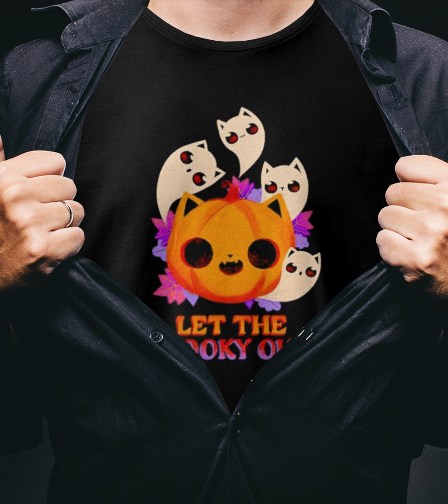 Let The Spooky Out Cute Pumpkin Halloween Ghosts T-Shirt