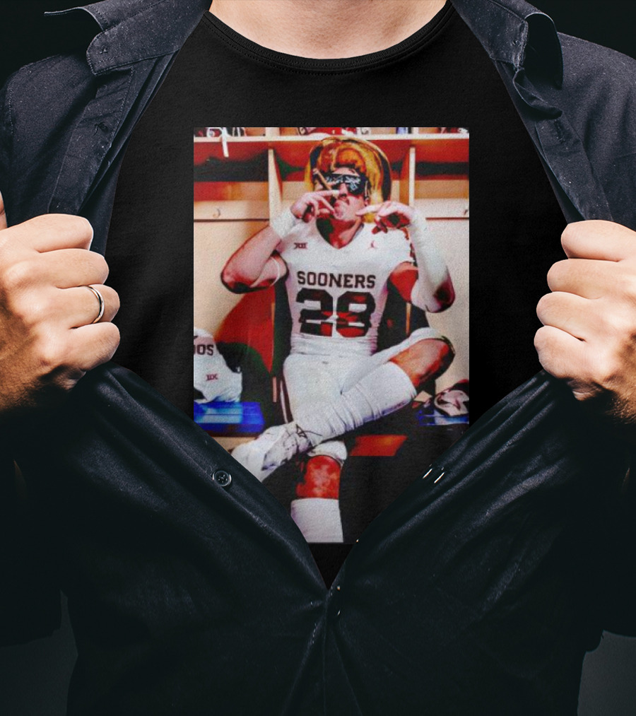 Sooners 28 Danny Stutsman Red River Rivalry Football Locker Room Image T-Shirt