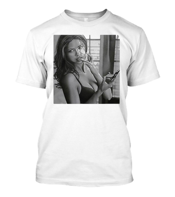 Adriana Lima Fall Black And White Glamour T-Shirt