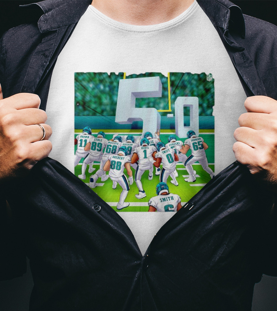 5-0 Brotherly Shove Undefeated Philadelphia Eagles Team Formation T-Shirt