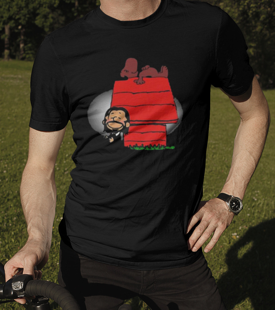 John Wick And Snoopy On Red Doghouse Crossover T-Shirt