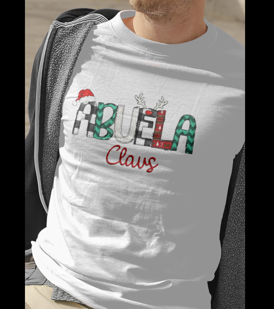 Abuela Claus Christmas Santa Hat Reindeer Antlers Festive T-Shirt