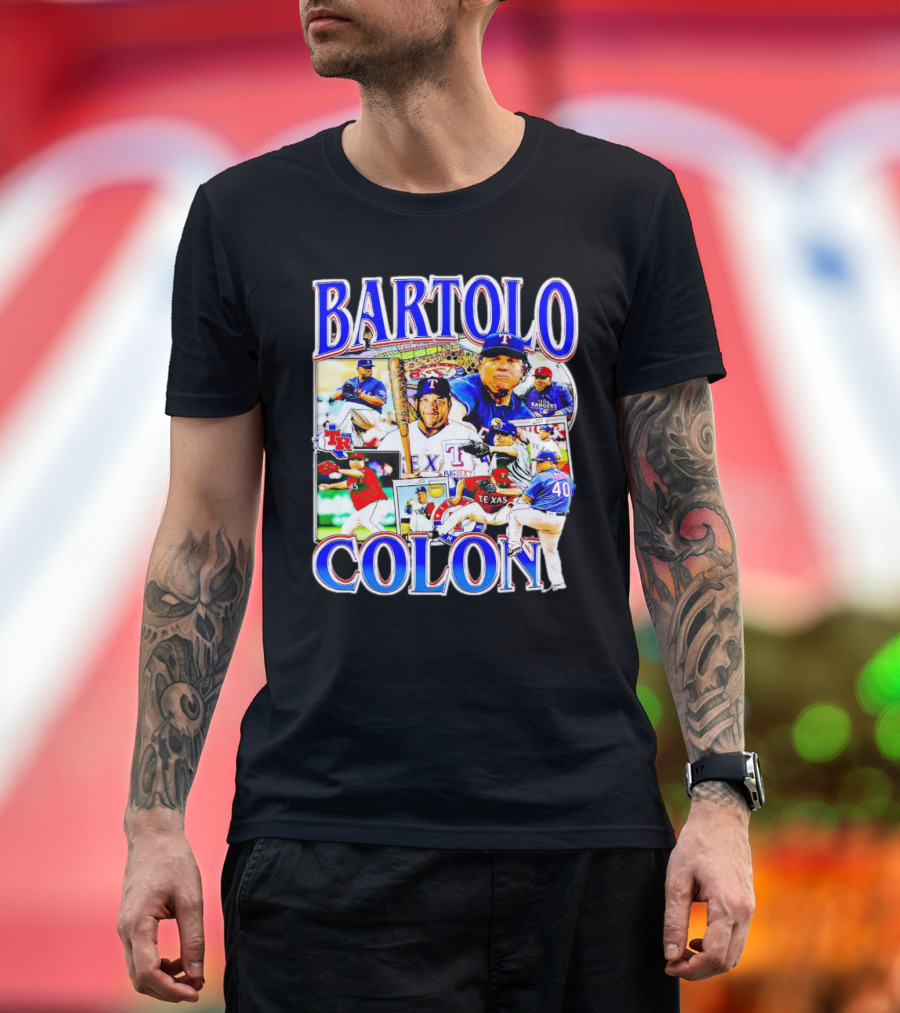 BARTOLO COLÓN Texas Rangers Pitching Action Collage T-Shirt