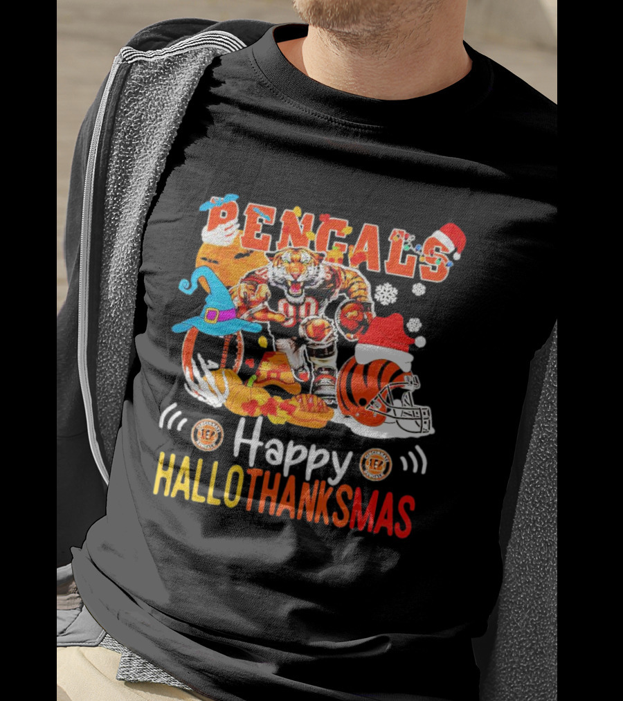 Bengals Mascot Festive Happy Hallothanksmas T-Shirt