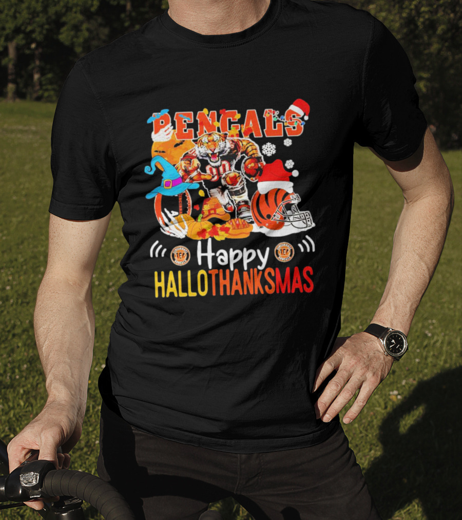 Bengals Mascot Festive Happy Hallothanksmas T-Shirt