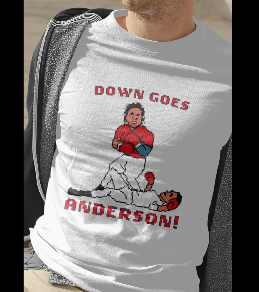Down Goes Anderson Punch-Out Cleveland Baseball Retro Pixel T-Shirt