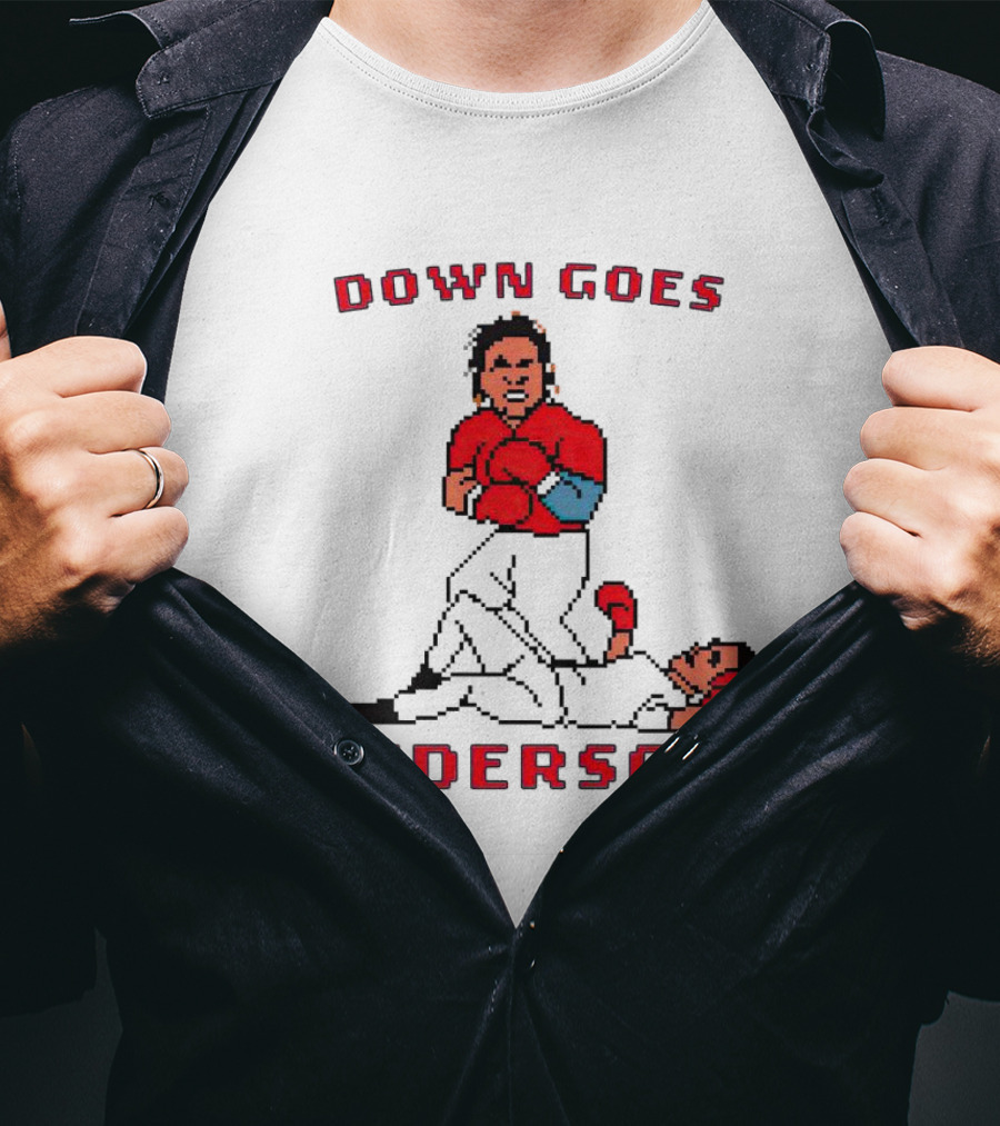 Down Goes Anderson Punch-Out Cleveland Baseball Retro Pixel T-Shirt