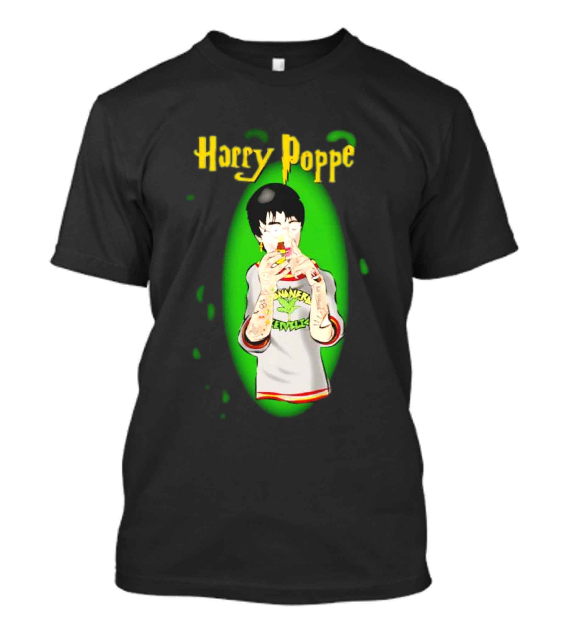 Harry Poppe Marijuana Dude With Tattoo Sleeves Smoking Weed T-Shirt