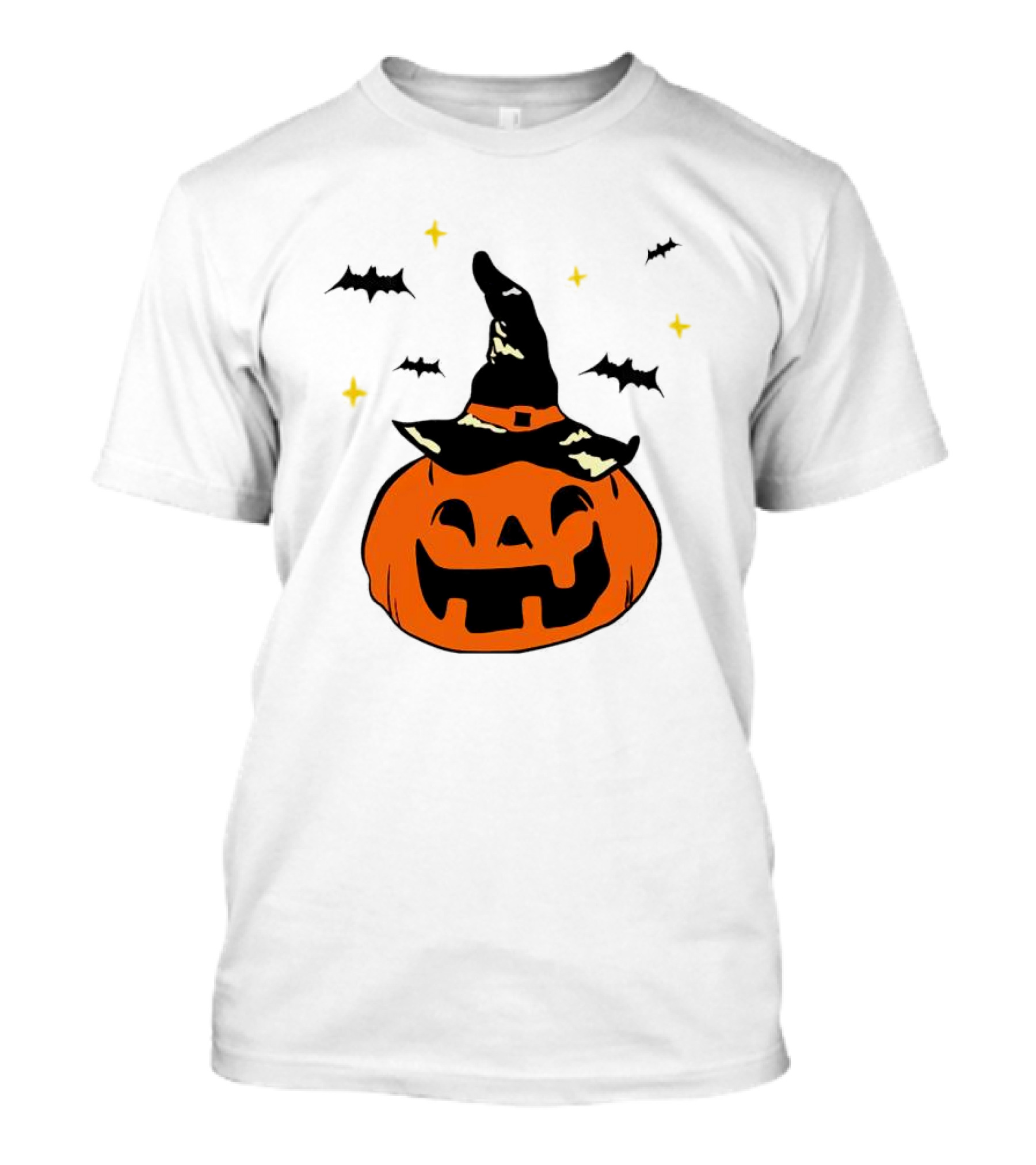 Jack-o’-lantern Witch Hat Bats Stars Halloween T-Shirt