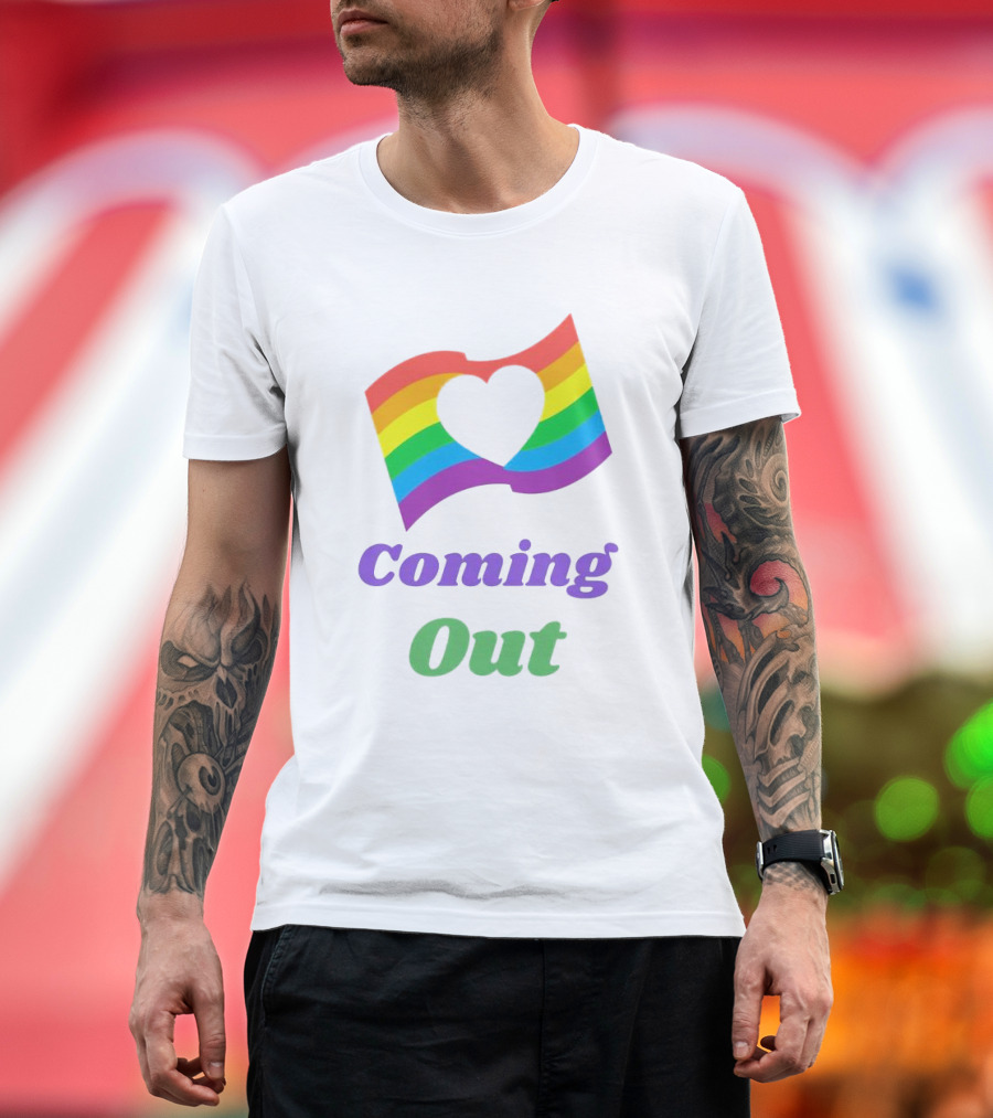 Rainbow Heart Flag Coming Out T-Shirt
