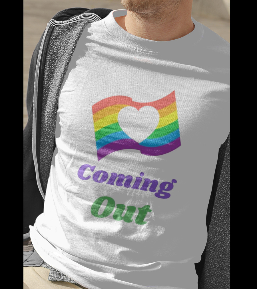 Rainbow Heart Flag Coming Out T-Shirt