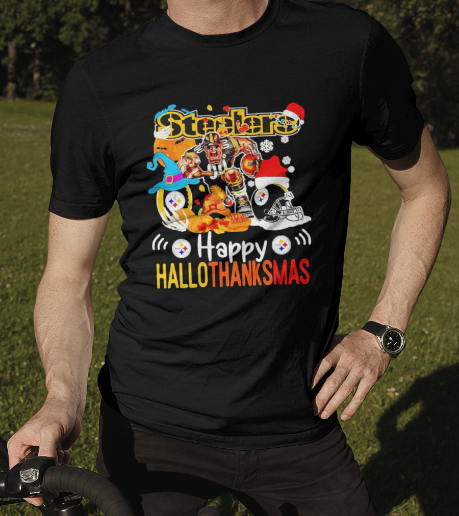 Steelers Happy Hallothanksmas Football Mascot Festive T-Shirt