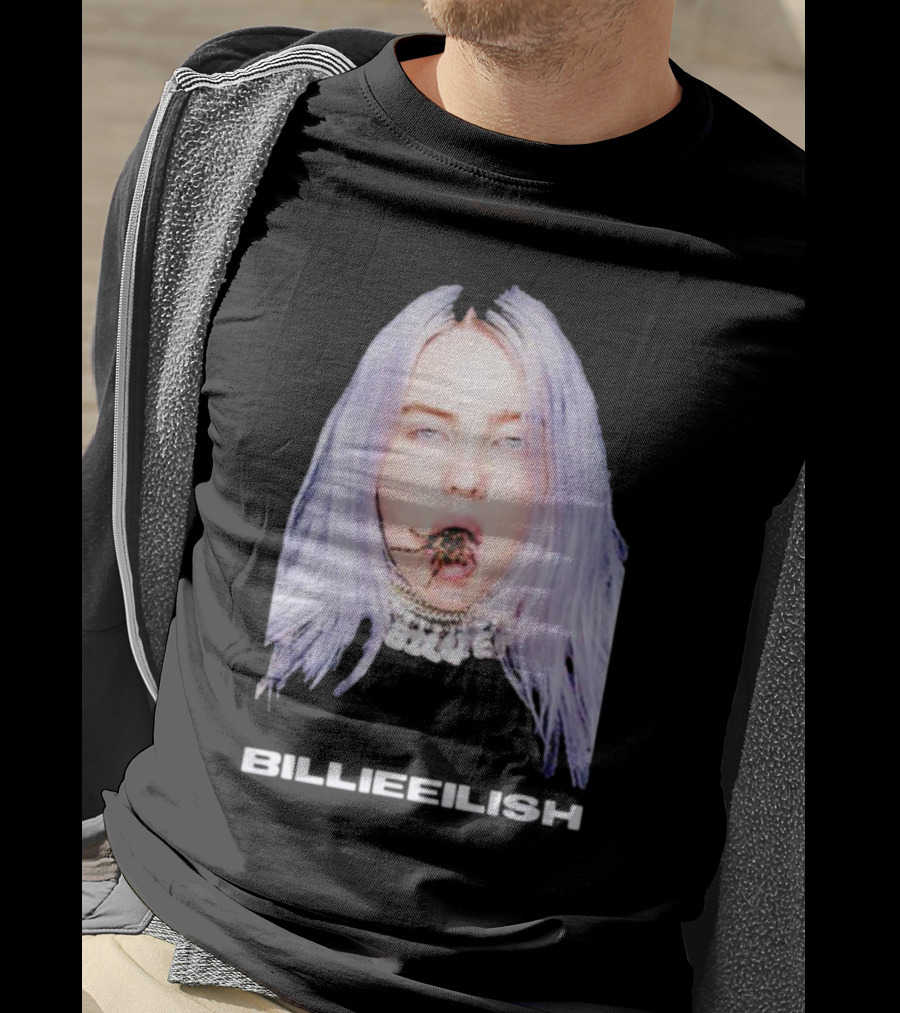 Billie Eilish Tarantula Mouth Necklace Vision Silver Hair T-Shirt