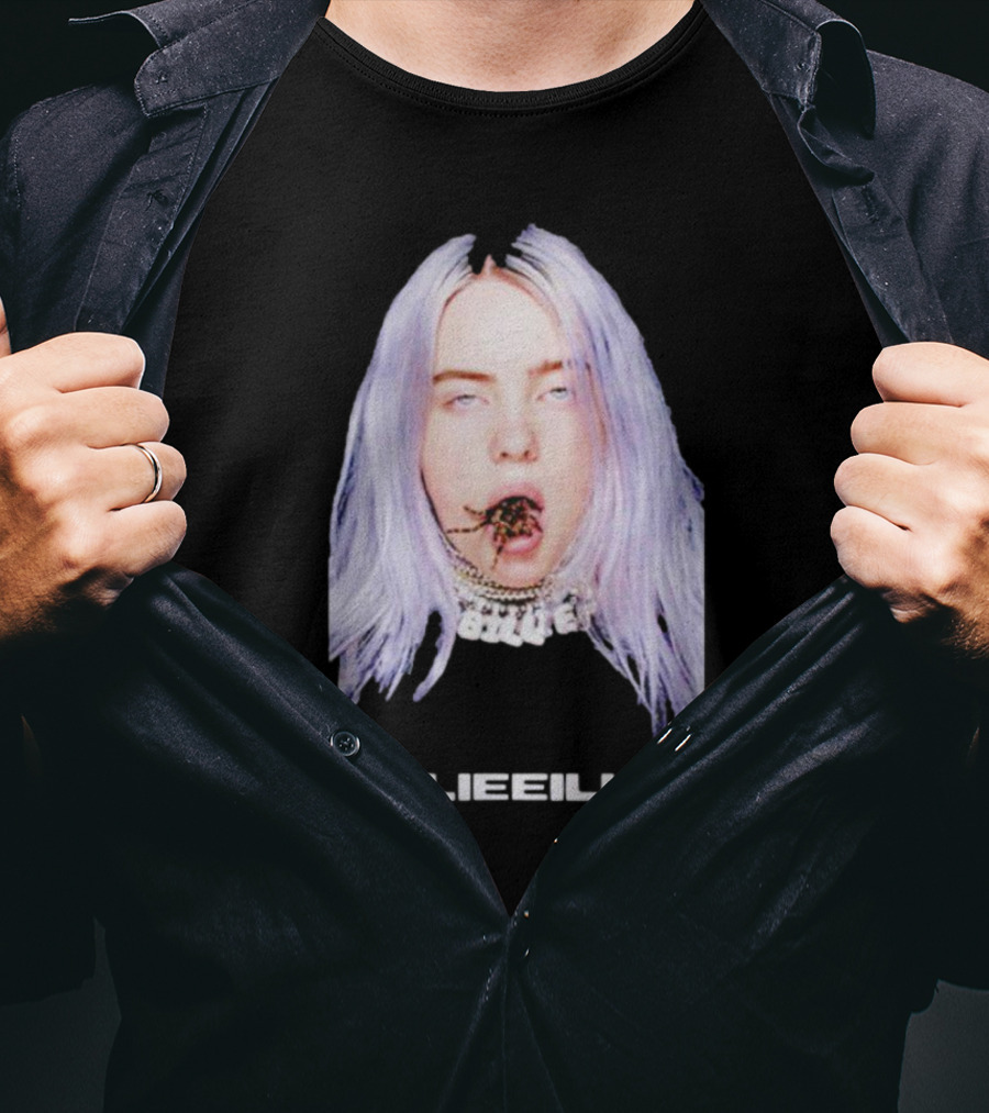 Billie Eilish Tarantula Mouth Necklace Vision Silver Hair T-Shirt