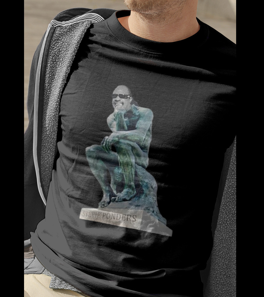 Stevie Ponders Roman Statue Stevie Wonder Pun T-Shirt