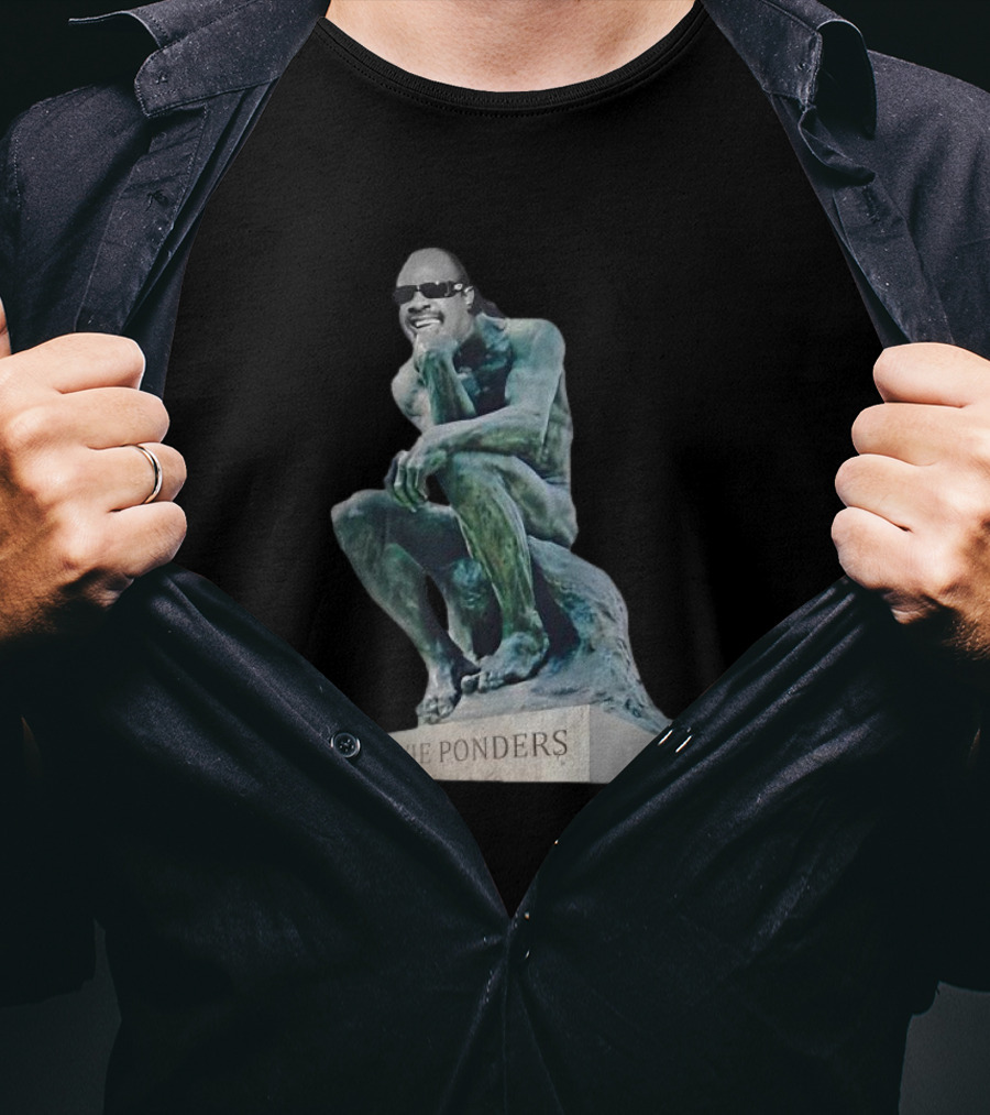 Stevie Ponders Roman Statue Stevie Wonder Pun T-Shirt
