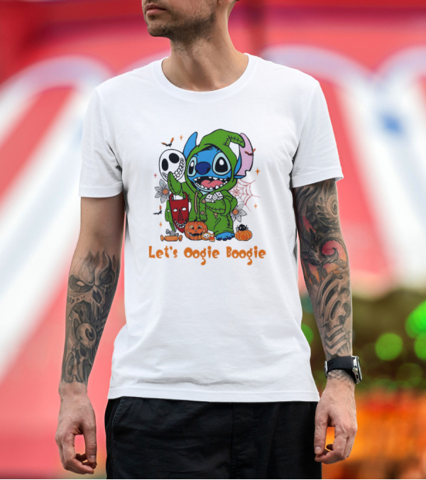 Premium T-Shirt: Stitch Let's Oogie Boogie Halloween Pumpkins and Masks T-Shirt Stitch Let's Oogie Boogie Halloween Pumpkins and Masks T-Shirt