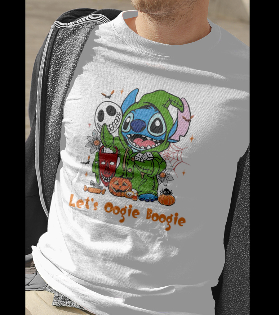 Stitch Let's Oogie Boogie Halloween Pumpkins And Masks T-Shirt
