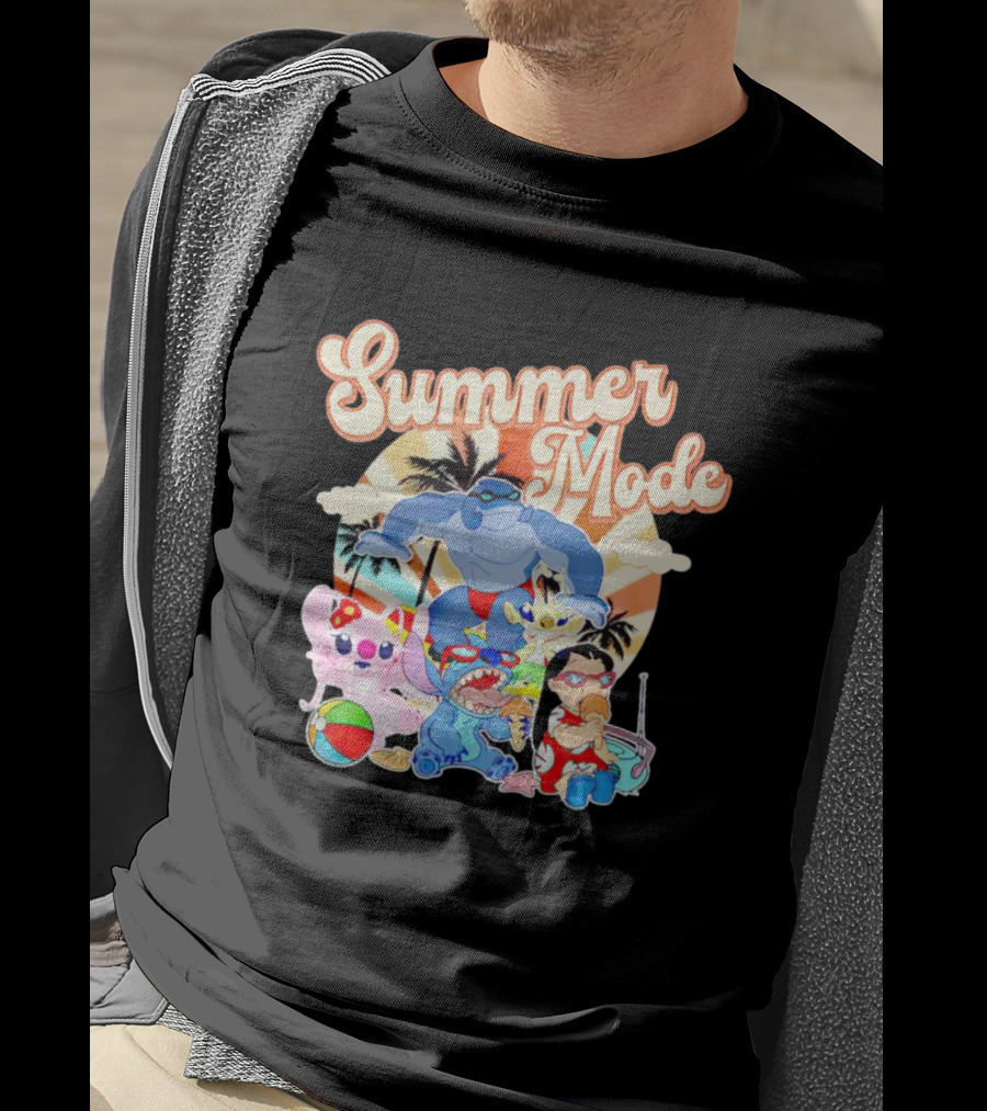 Summer Mode With Lilo And Stitch Characters Tropical Vibes T-Shirt