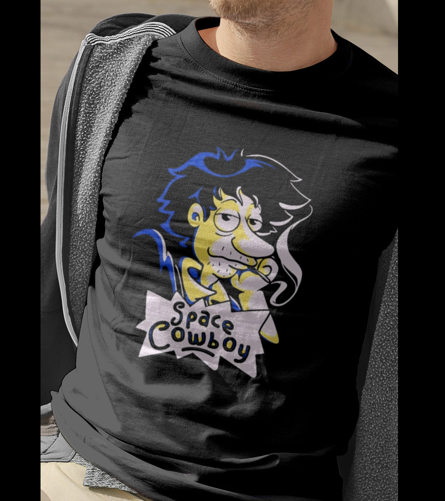 Space Cowboy Smoking Cartoon Character T-Shirt