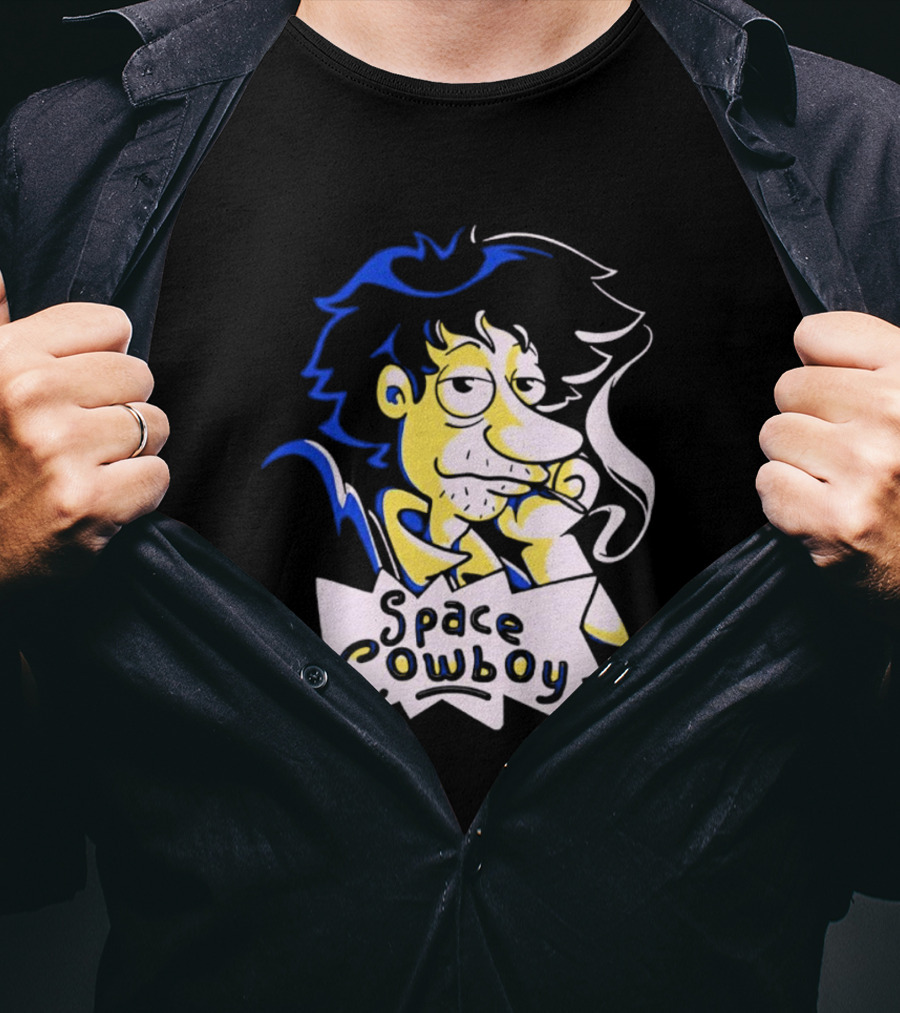 Space Cowboy Smoking Cartoon Character T-Shirt