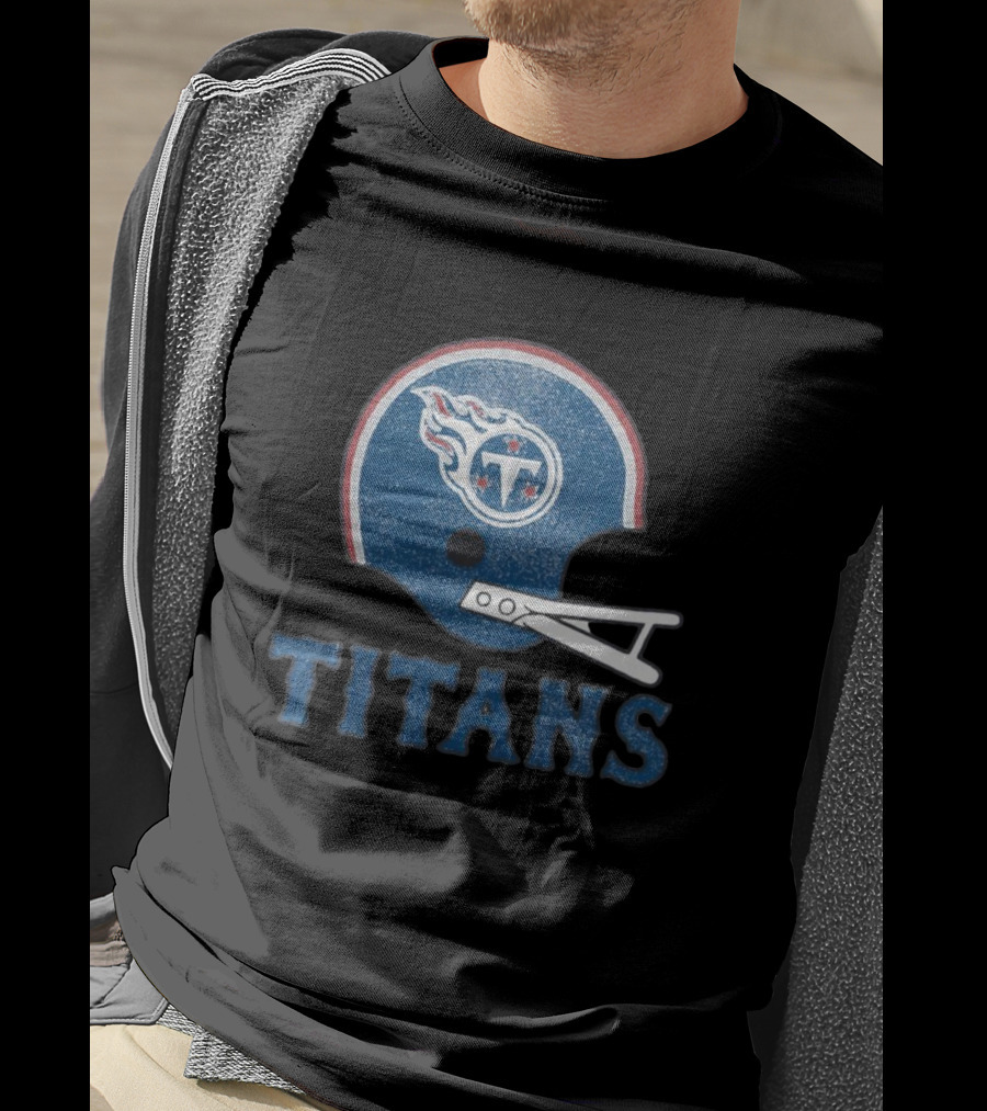 Tennessee Titans Helmet Logo Bold Titans Text T-Shirt
