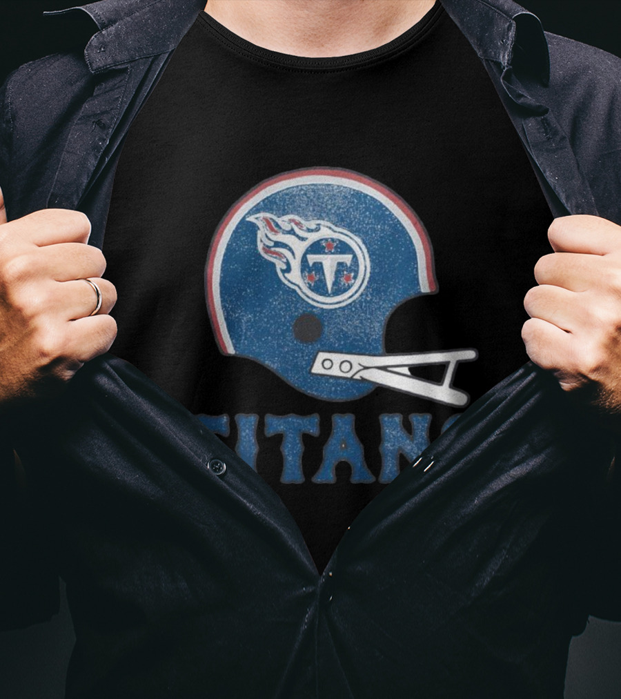 Tennessee Titans Helmet Logo Bold Titans Text T-Shirt