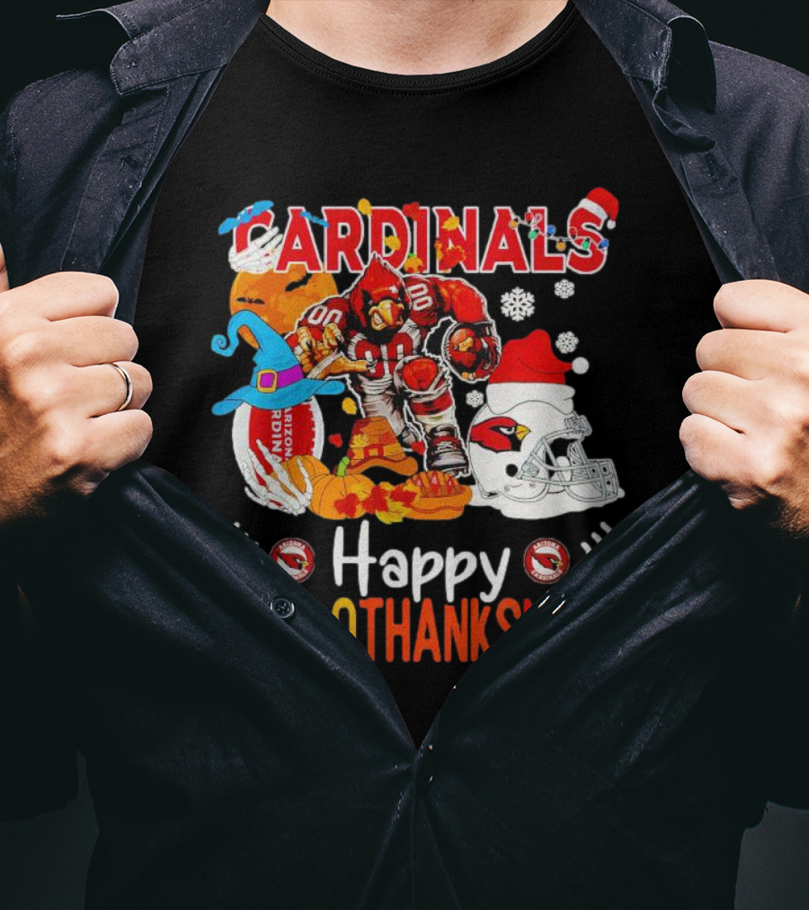 Cardinals Mascot 88 Happy Hallothanksmas Arizona T-Shirt