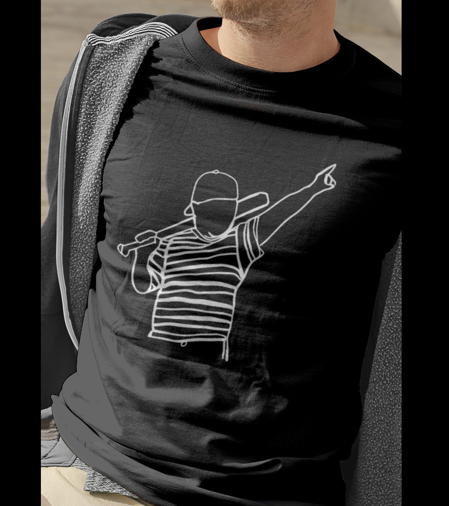 Baseball Player Stripe Pose Drawing T-Shirt