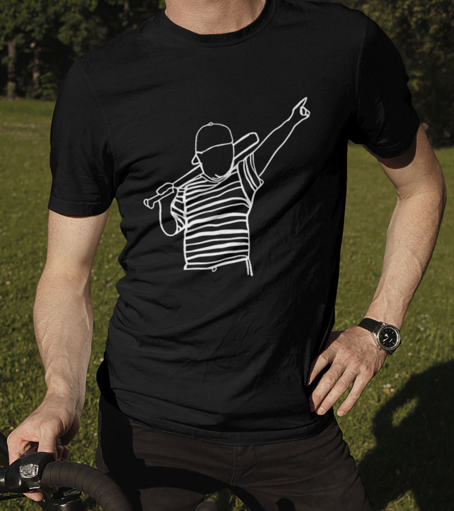 Baseball Player Stripe Pose Drawing T-Shirt