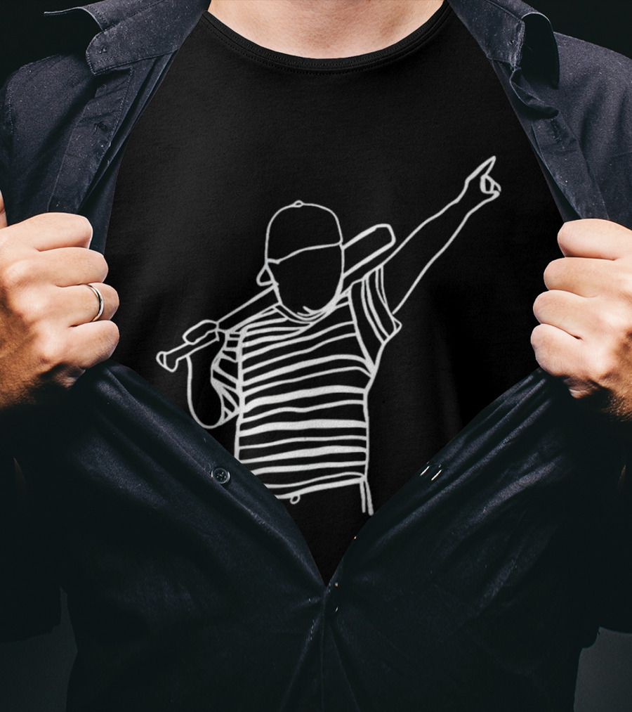 Baseball Player Stripe Pose Drawing T-Shirt
