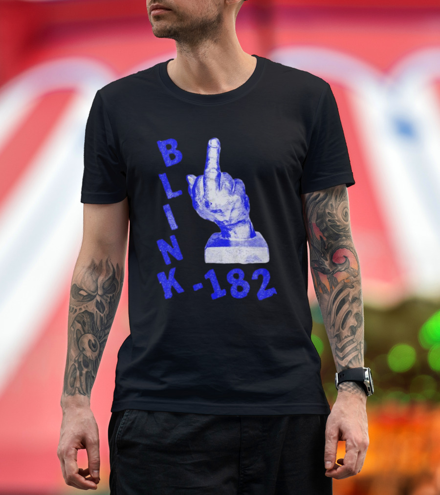 BLINK 182 Middle Finger Statue Gesture T-Shirt