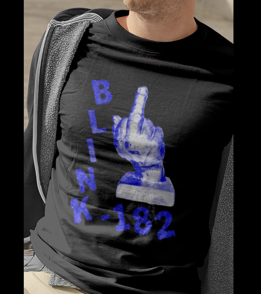 BLINK 182 Middle Finger Statue Gesture T-Shirt