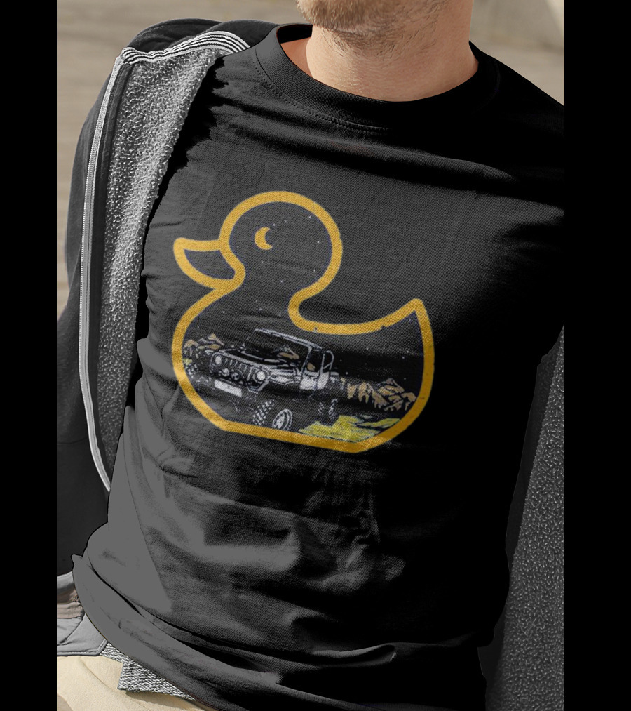 Galaxy Duck Off-Road Adventure Under Starry Night T-Shirt