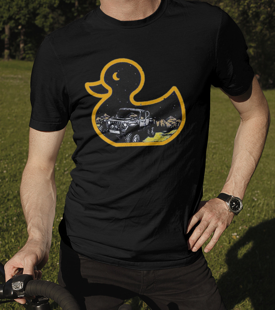 Galaxy Duck Off-Road Adventure Under Starry Night T-Shirt