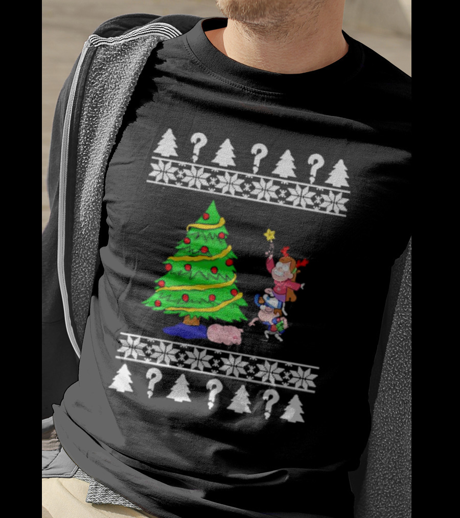 Gravity Falls Christmas Tree With Mabel And Waddles In Festive T-Shirt