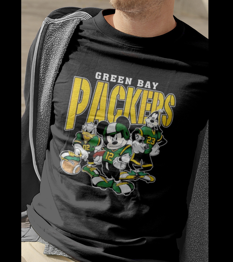 Green Bay Packers Mickey Mouse Donald Duck Goofy Football Players T-Shirt
