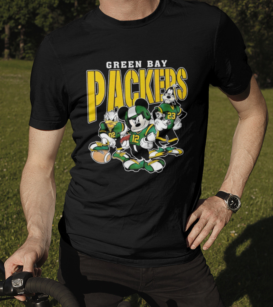 Green Bay Packers Mickey Mouse Donald Duck Goofy Football Players T-Shirt