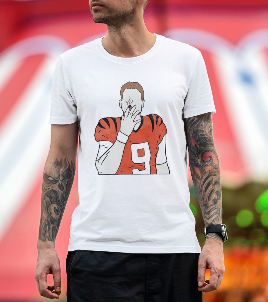 Joe Burrow Smokes Cigar Cincinnati Bengals Number 9 Jersey T-Shirt