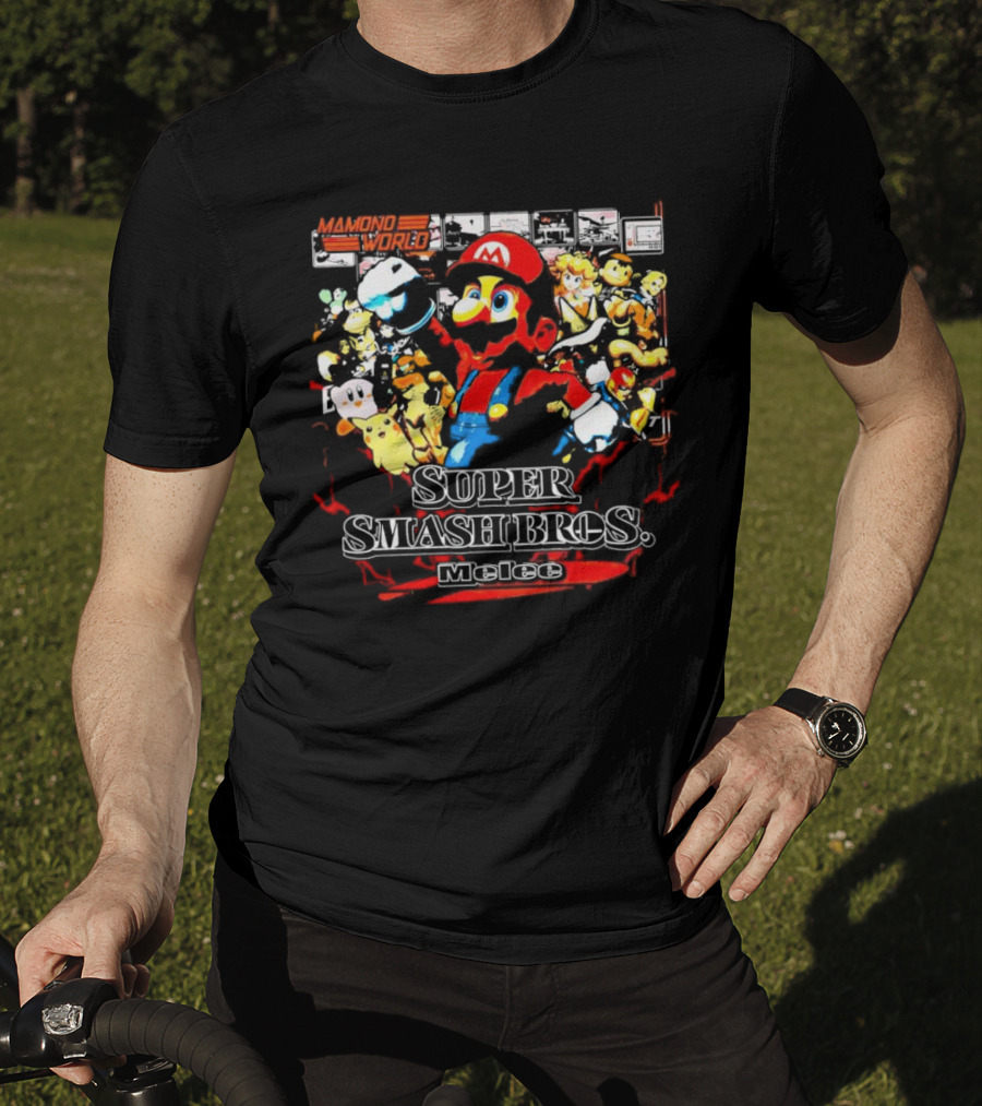 Mamoni World Mario X Cartoon Characters Super Smash Bros Melee T-Shirt