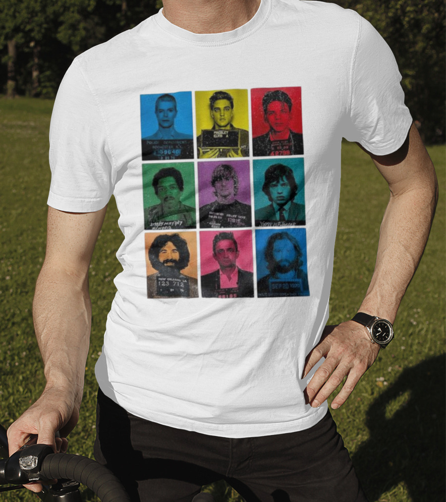 Police Department Mugshots Vintage Music Icons T-Shirt