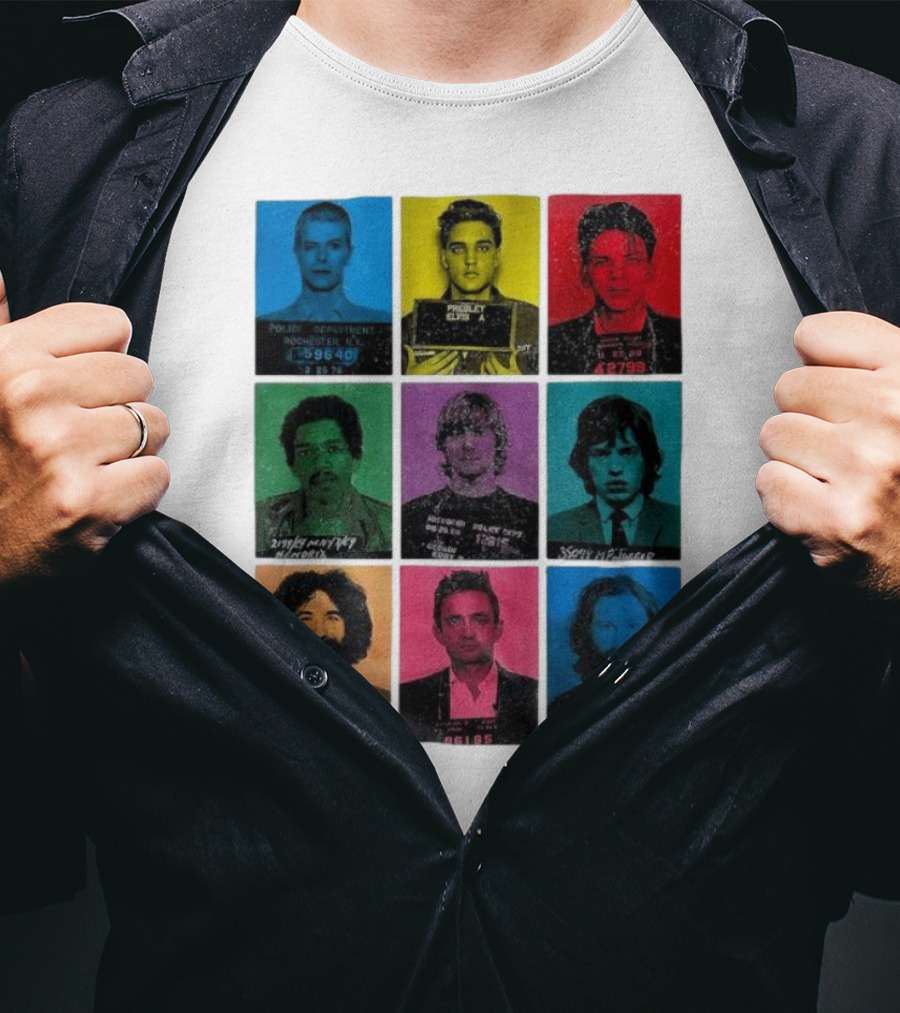 Police Department Mugshots Vintage Music Icons T-Shirt
